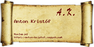 Anton Kristóf névjegykártya